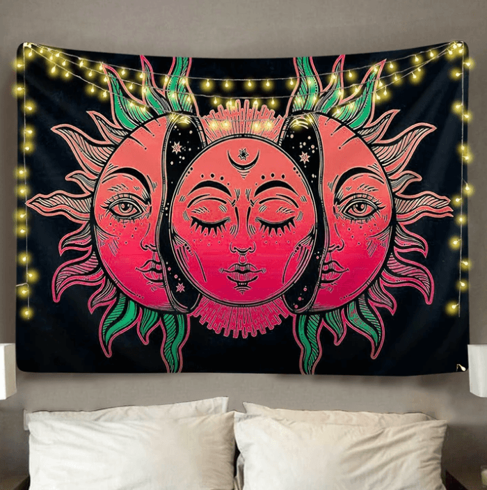 Red Sun Face Tapestry The Tapestry Store Company