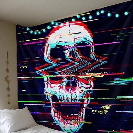 Glitch skull tapestry new arrivals