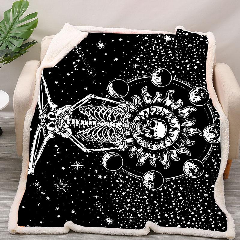 Skeleton Moon Phases Sherpa Blanket - The Tapestry Store Company