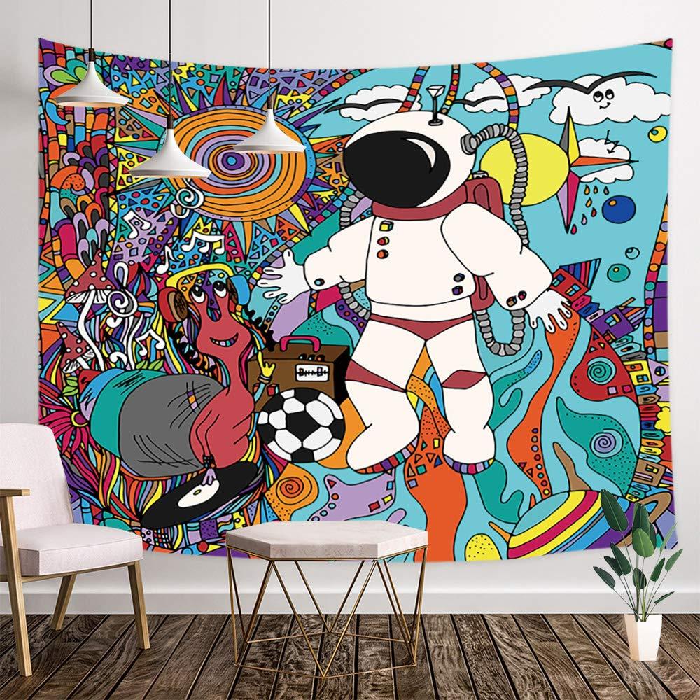Astronaut and Aliens Trippy Space Doodle Wall Tapestry - The Tapestry Store Company